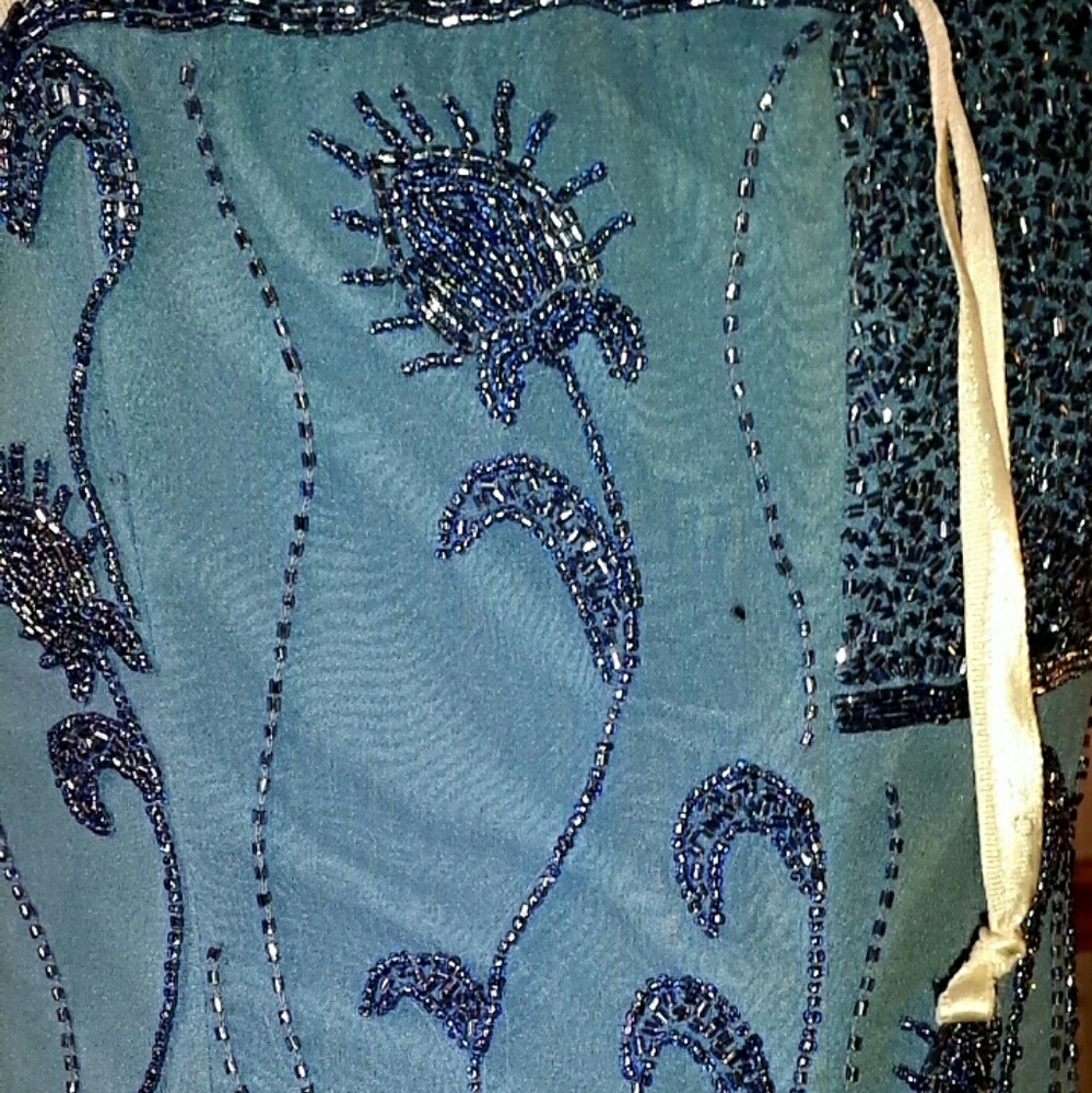 Blue beaded formal dress - Picture 2 of 8